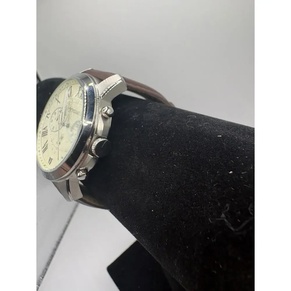Fossil Chronograph Stainless Steel Watch Brown Leather